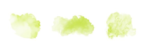impostato di astratto verde acquerello acqua spruzzo su un' bianca sfondo. vettore acquerello struttura nel insalata colore. inchiostro dipingere spazzola macchia. verde schizzi macchiare. acquerello pastello spruzzo