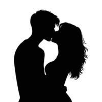 un' silhouette vettore di un' baci coppia su un' bianca sfondo.
