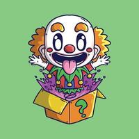cartone animato aprile scemo giorno con clown scatola sorpresa vettore illustrazione. mano disegnato vettore illustrazione