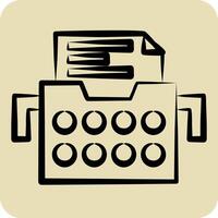 icona macchine da scrivere. relazionato per inviare ufficio simbolo. mano disegnato stile. semplice design modificabile. semplice illustrazione vettore