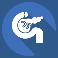 icona pancreas. relazionato per umano organo simbolo. lungo ombra stile. semplice design modificabile. semplice illustrazione vettore