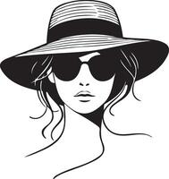 di moda donna indossare cappello illustrazione. vettore