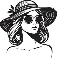 di moda donna indossare cappello illustrazione. vettore