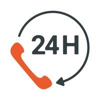 Simbolo del telefono di attenzione 24 ore su 24 vettore