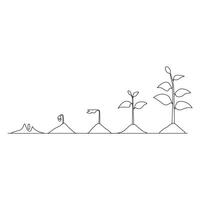 singolo linea pianta crescita in lavorazione su pentola illustrazione vettore
