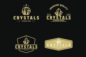 impostato di cristalli lusso logo design Vintage ▾ retrò etichetta vettore
