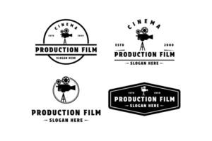 impostato di produzione film video telecamera logo design Vintage ▾ retrò etichetta e distintivo vettore