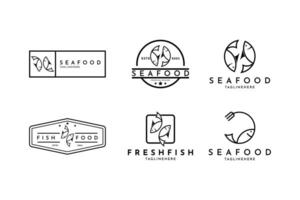 impostato di frutti di mare logo design Vintage ▾ retrò per ristorante attività commerciale vettore