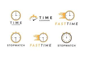 impostato di tempo orologio logo design vettore concetto idea, cronometro logo design concetto