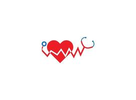 cuore stetoscopio vettore logotipo. lineare medico logo design.