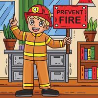 pompiere Tenere promemoria colorato cartone animato vettore