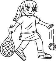 tennis femmina giocatore dribbling palla isolato vettore