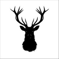 ai generato sbalorditivo cervo testa silhouette - nero e bianca vettore illustrazione isolato su bianca sfondo