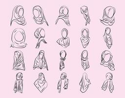 mano disegnato Immagine di un' ragazza indossare un' hijab vettore