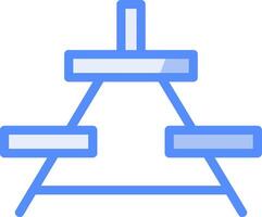 picnic tavolo linea pieno blu icona vettore