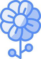 fiore linea pieno blu icona vettore