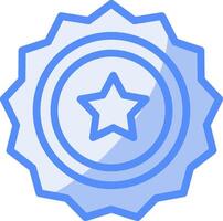 sceriffo distintivo linea pieno blu icona vettore
