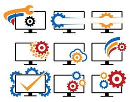 impostato computer riparazione servizio icone. tecnico Manutenzione tecnico simbolo vettore illustrazione