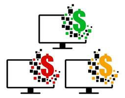 impostato tenere sotto controllo con dollaro icona. digitale economia simbolo icona vettore illustrazione