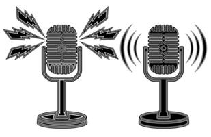 vettore microfono forte suono icona monocromatico design illustrazione