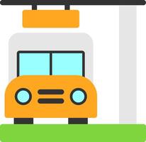 icona piatta della fermata dell'autobus vettore