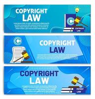 set di banner per la legge sul copyright vettore