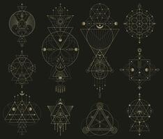 mistico sacro geometrico lineare forme, astratto mistico segni. astratto sacro lineare forme vettore illustrazione impostare. geometrico occulto sacramentale simboli
