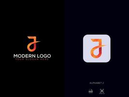 alfabeto j moderno lettera logo vettore