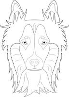 collie cane facile colorazione cartone animato vettore illustrazione. isolato su bianca sfondo