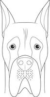 grande dane cane facile colorazione cartone animato vettore illustrazione. isolato su bianca sfondo