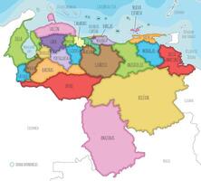 vettore illustrato carta geografica di Venezuela con stati, capitale quartiere, federale dipendenze e amministrativo divisioni, e confinante Paesi. modificabile e chiaramente etichettato strati.