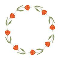 scarabocchio primavera floreale ghirlanda fatto di arancia fiori nel cerchio. mano disegnato elegante minimalista botanico elemento. il giro telaio o confine con posto testo, citazione o logo nel piatto stile. vettore