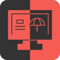 ombrello rosso inverso icona vettore