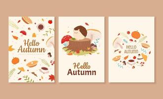 impostato di carino autunno foresta illustrazione nel mano disegnato disegno, Perfetto per coperchio, evento promozione, e saluto carta vettore