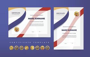 certificato di apprezzamento o premio diploma modello design e vettore d'oro lusso premio badge design