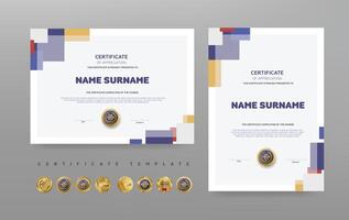 certificato di apprezzamento o premio diploma modello design e vettore d'oro lusso premio badge design