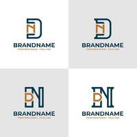 elegante lettere dn e nd monogramma logo, adatto per attività commerciale con nd o dn iniziali vettore