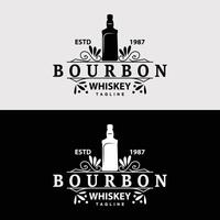 whisky logo design vecchio bevanda bottiglia semplice stile retrò Vintage ▾ bar ristorante templet illustrazione vettore