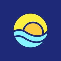 onda acqua mare tramonto colorato geometrico cerchio moderno semplice minimalista logo design vettore icona illustrazione