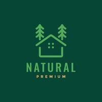 natura Casa albero all'aperto piatto minimalista stile linea semplice logo design vettore icona illustrazione