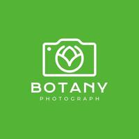 pianta fiore botanico fotografo telecamera femminile minimalista semplice linea stile logo design vettore icona illustrazione