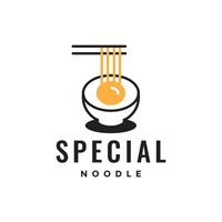 speciale spaghetto ciotola uovo gusto linea stile semplice minimo colorato logo design vettore icona illustrazione