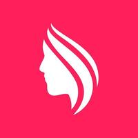 bellezza donna lato Visualizza dritto capelli isolato pulito moderno femminile portafortuna semplice minimo logo design vettore icona illustrazione