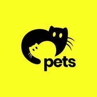 animali domestici gatto con gattino dormire carino portafortuna piatto pulito moderno cartone animato semplice minimo isolato logo design vettore icona illustrazione