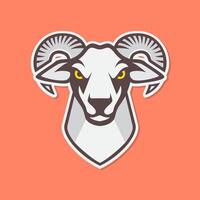 capra maschio arrotondato corno bestiame montagna bestiame moderno portafortuna personaggio cartone animato etichetta colorato logo design vettore icona illustrazione