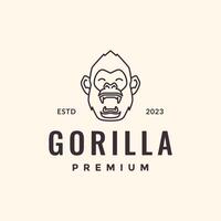 primate gorilla ritratto ruggito natura bestia linea stile fricchettone Vintage ▾ portafortuna personaggio logo design vettore icona illustrazione