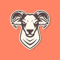 capra maschio arrotondato corno bestiame montagna bestiame moderno portafortuna personaggio cartone animato etichetta colorato logo design vettore icona illustrazione