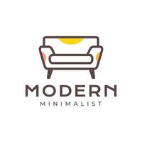 divano interno mobilia moderno colorato minimalista stile Linee semplice logo design vettore icona illustrazione