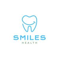 dente dentale Sorridi contento viso portafortuna linea stile semplice minimo logo design vettore icona illustrazione