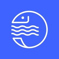 pesce onda acqua cerchio linea minimo pulito geometrico portafortuna logo design vettore icona illustrazione